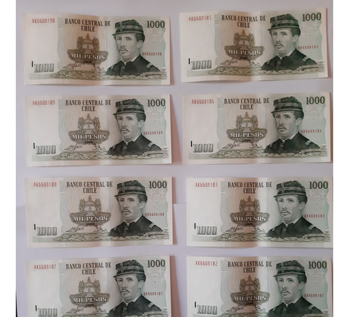 Billetes Correlativos $1.000 Pesos Antiguos Del 2009.
