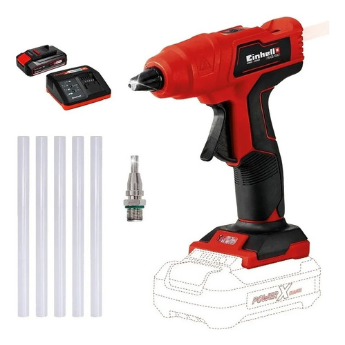 Pistola De Silicona Pegar Inalambrica Einhell + Kit 4.0 Amp.