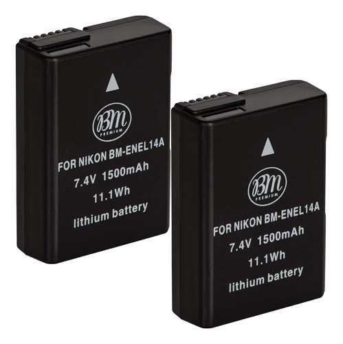2 X Batería De 1500mah En-el14a Para Nikon D5500 D5300 D5200