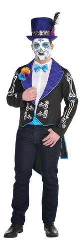 Chaqueta De Esqueleto Amscan Neon Day Of The Dead Para Hombr