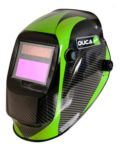 Careta Mascara Soldar Duca Visor 92x35mm Accesorio Soldar Color Negro Con Verde