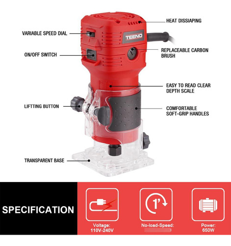 Enrutador De Madera 650 W 110 V Herramientas Carpintería