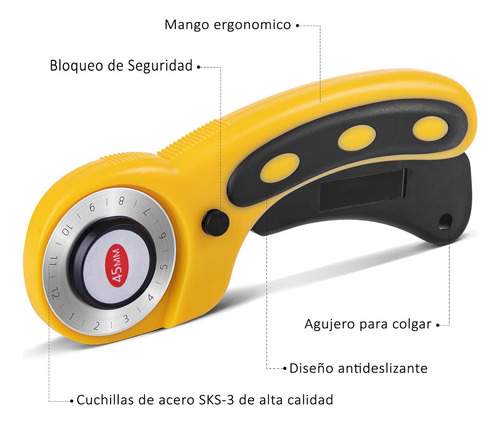 Cutter Circular Rotativo Rd Con 3 Cuchillas De Repuesto