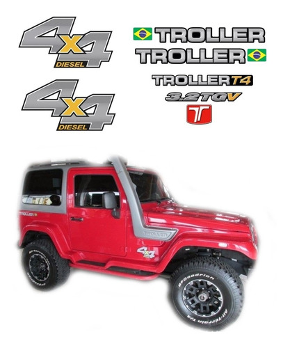 Kit Adesivos Resinados Troller 2013 Diesel Vermelho Ca-03374