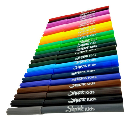 Marcadores Finos Shark Escolares 24 Colores Bulto De 12 