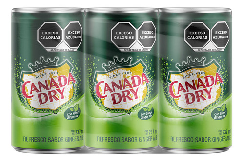 Pack x6 latas De Refresco Ginger Ale Canada Dry De 237ml C/u