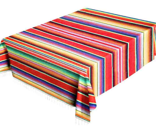 Manta Mexicana Brillante De 120 X 180 Cm Para Mesa Con Rayas