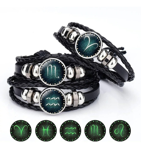 Pulsera De Cuero Y Signo Zodiacal (4*10$)