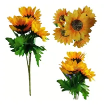 Comprar 5 Ramos Flores Girasol Artificiales Decoración 25 Flores