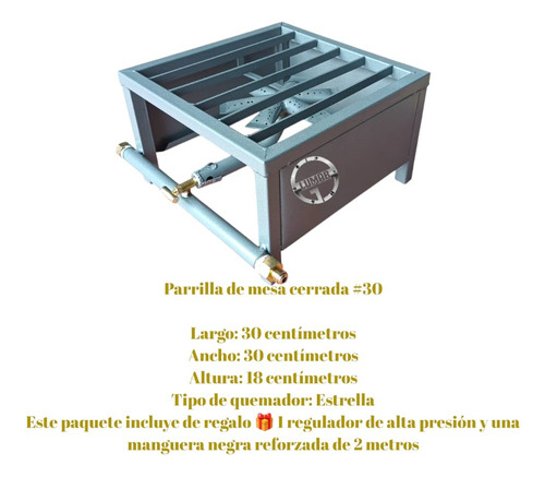 1 Parrilla De Mesa De 1 Quemador Uso Rudo Gas + Kit Instalac
