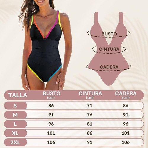 Bañador Una Pieza Para Mujer Traje Baño Con Bloques Color