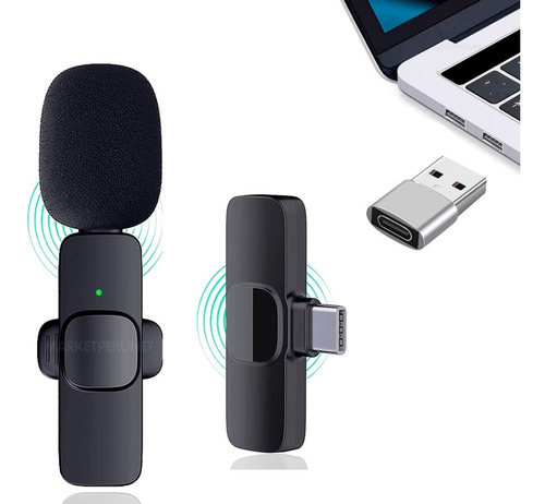 Imagen 1 de 5 de Micrófono Solapero Inalámbrico Recargable Para Laptop Y Pc