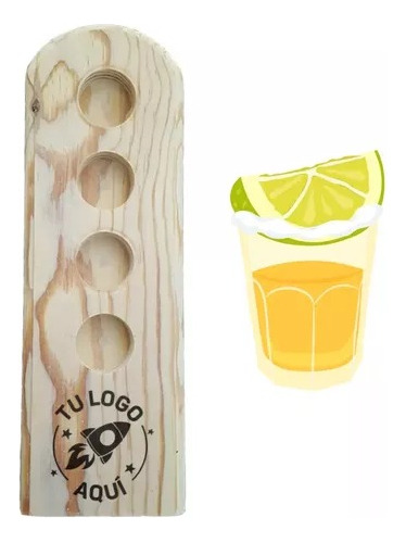 Set Tequilero Fiesta Madera Premium Tequila Y Licores 4 Shot