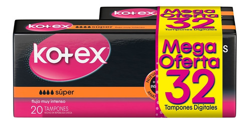 Tampones Kotex Digitales Super 20 +12 Mega Oferta