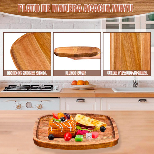 Plato Madera Acacia Plato Wayu Plato De Madera 25cm Bandeja Wayu Plato De Madera Platos Wayu 25 Cm Platos Para Cocina Platos Decorativos Wayu
