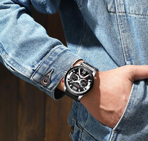 Relógio Masculino Curren 8329 Luxo Couro Social Esportivo