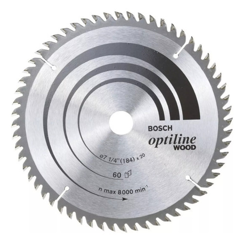 Hoja Disco Sierra Circular 184 Mm Bosch 60 Dientes Optiline