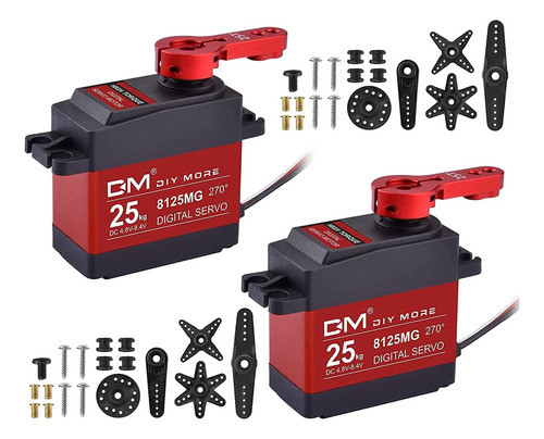 Diymore Paquete De 2 Servomotor De 25 Kg Servo Motor Sin NĂșc