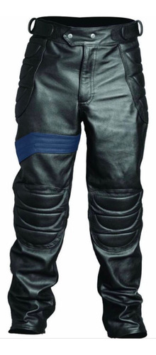 Calça Masculina De Couro Motociclista 044 Azul