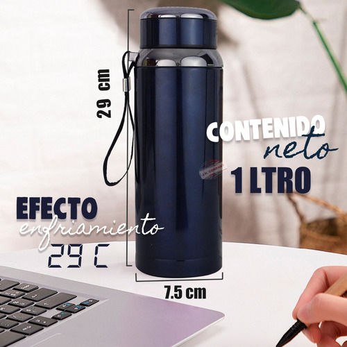 Imagen 3 de 10 de Termo Digital Inteligente 1 Lt Acero Inoxidable Filtro 2178