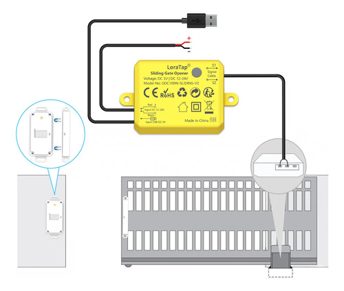 Módulo Smart Garagem Wifi Celular Alexa C/ Sensor Sem Fio Amarelo