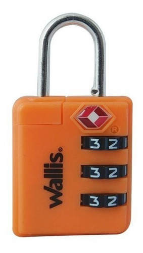 Wallis - Candado Seguridad Tsa, 3 X 5.7 X 1.3 Cm, Naranja