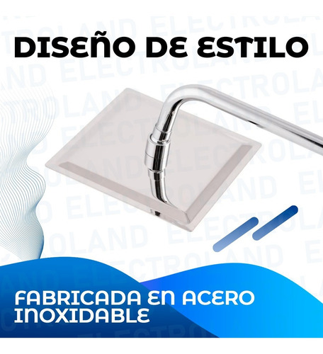Imagen 3 de 10 de Flor Ducha Cuadrada 20x20 Acero Inoxidable + Caño 40 Cm