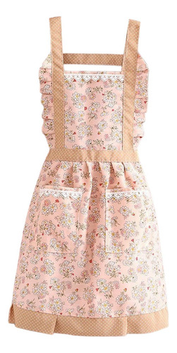 3 Delantal De Chef Elegante Con Bolsillos: Rosa