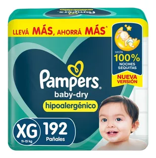 Pañales Pampers Baby-dry Xg 192 u (combo 2 Paquetes De 96)