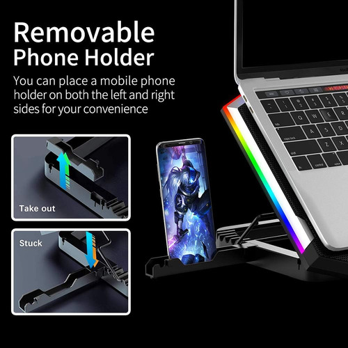 Base Cooler Notebook Enfriador 8 Vent Rgb 14-17 Pulgadas