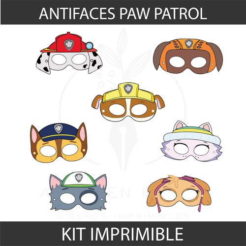 Kit Imprimible Antifaces Paw Patrol Antifaz Patrulla Canina