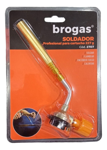 Soldador Soplete Gas Brogas Para Cartucho 227 G Pico Bronce