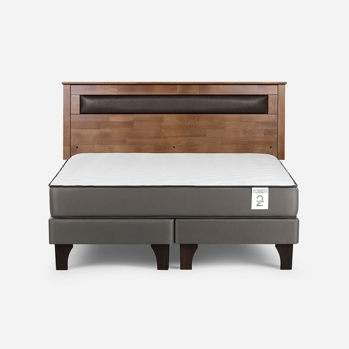 Cama Europea New Style 2 Plus King + Respaldo Ferrara Choco