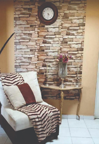 Imagen 6 de 10 de Papel Tapiz Adherible 10m X 45cm Piedra Laja Café Tp01