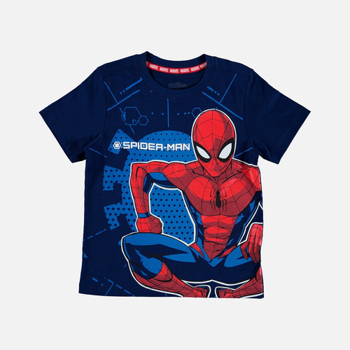 Camiseta De Spiderman Manga Corta Azul Para Niño