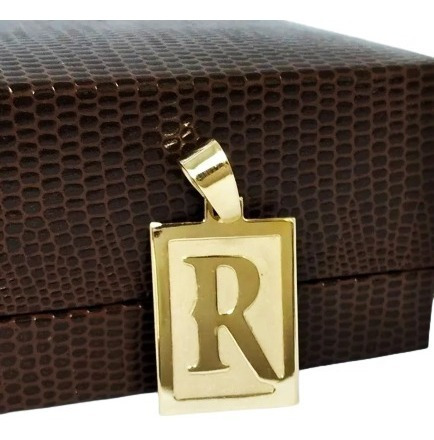 Pingente Letra Placa 4 Gramas Ouro 18k 750