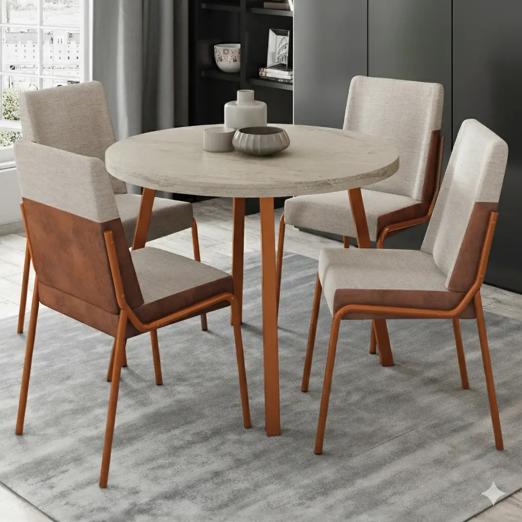 Conjunto Sala Jantar 4 Cadeiras Roman Carraro Petra E Rosê