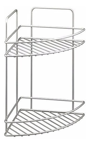 Set Rack Organizador Baño 2 Estante Metal Cromado Rinconero