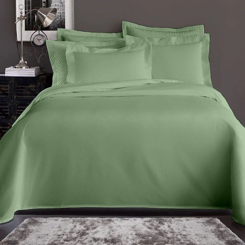 Fronha 400 Fios 100% Algodão Egípcio 50 X 90 Cm - Estampado Cor Verde Lisa
