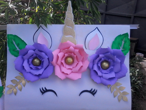 Flores Gigantes Papel 3d Decoracion Pared Fiesta Unicornio