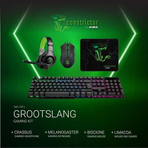 Imagen 3 de 8 de Combo Gamer Auricular Teclado Mouse Constrictor Grootslang