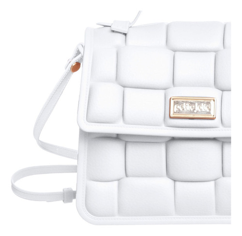 Bolsa transversal Petite Jolie PJ10410 design trama de j-lástic  branca com alça de ombro branca alças de cor branco