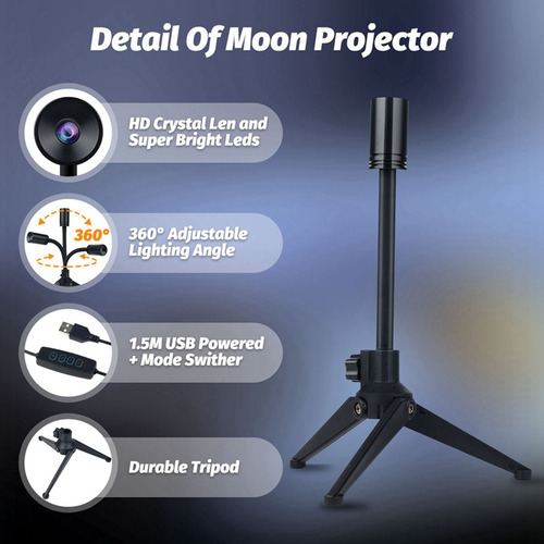 Lâmpada De Projeção Da Lua, Atmosfera De Fundo, Luz Noturna,
