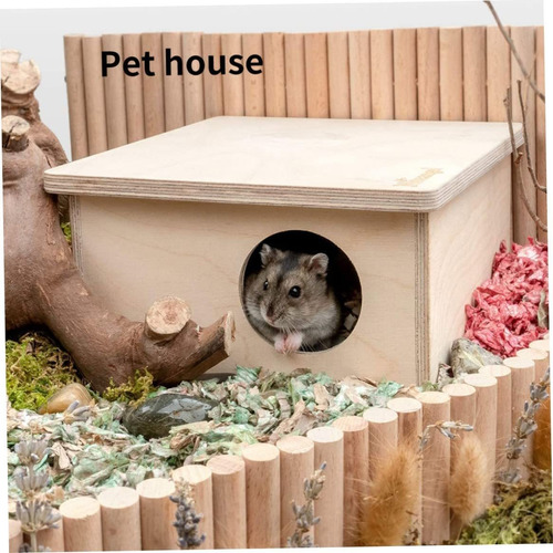 Eioflia Hamster Wood House,birch Chamber Hideout Habitat Hut