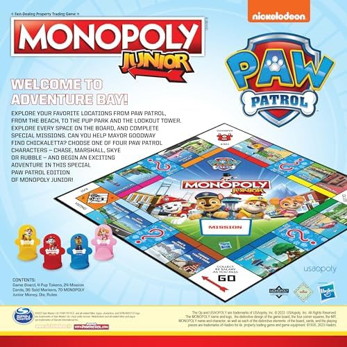 Juego De Mesa Monopoly Jr Paw Patrol | Con Chase, Marshall,