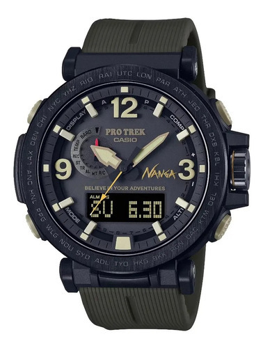 Reloj Casio Pro Trek Nanga Prw-6630na-1a3 Hombre Ts Color de la correa Verde Color del bisel Negro Color del fondo Negro