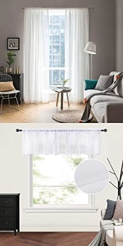 Miulee Juego De Cortinas Y Cenefas Transparentes, 2 Paneles 