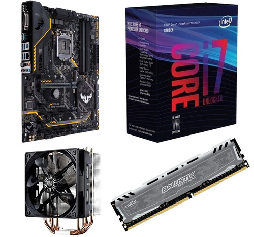 Combo I7 8700k + Asus Tuf Z370 Pro + 8gb 2400mhz Cm 212 8va