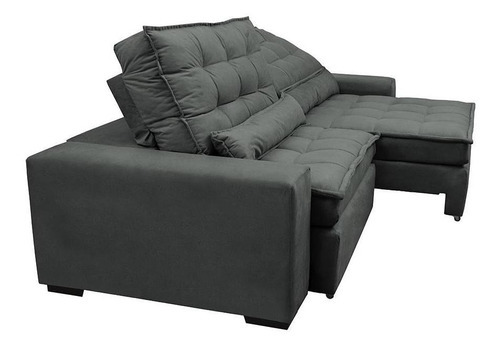 Sofá Retrátil e Reclinável com Molas Ensacadas Cama inBox Gold 2,52m Tecido Suede Velusoft Cinza