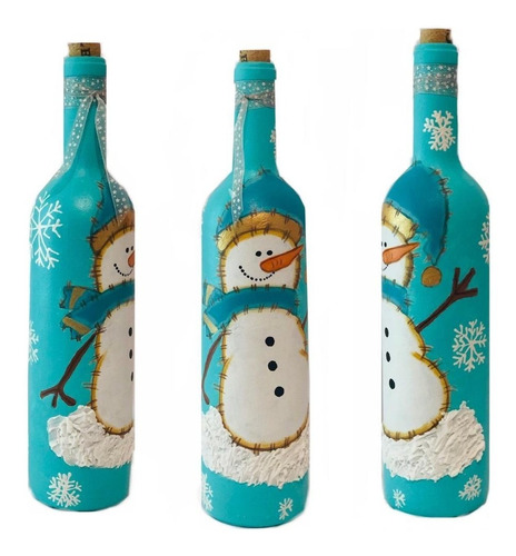 Botella Decorativa Navideña, Snow Man